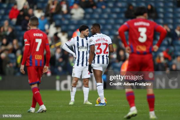 Jovan Malcolm of West Bromwich Albion prepares to kick off the second half during the Emirates FA Cup Third Round match between West Bromwich Albion...