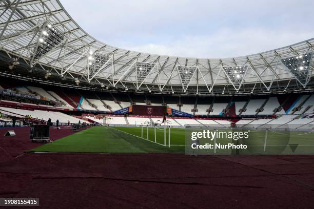 General view of the stadium is seen during the FA Cup Third Round match between West Ham United and Bristol City at the London Stadium in Stratford,...