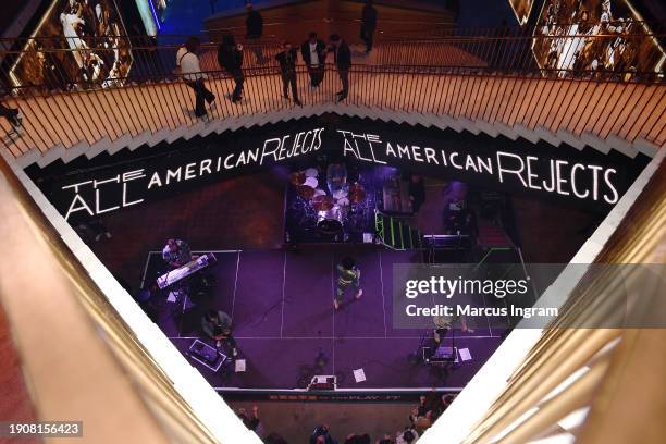 The All-American Rejects perform onstage during the Allstate Party at the Playoff hosted by ESPN & College Football Playoff at POST Houston on...