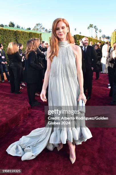 Sarah Rafferty at the 81st Golden Globe Awards held at the Beverly Hilton Hotel on January 7, 2024 in Beverly Hills, California.