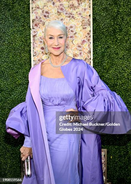 Helen Mirren at the 81st Golden Globe Awards held at the Beverly Hilton Hotel on January 7, 2024 in Beverly Hills, California.