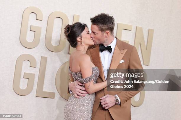 Sofia Pernas and Justin Hartley at the 81st Golden Globe Awards held at the Beverly Hilton Hotel on January 7, 2024 in Beverly Hills, California.