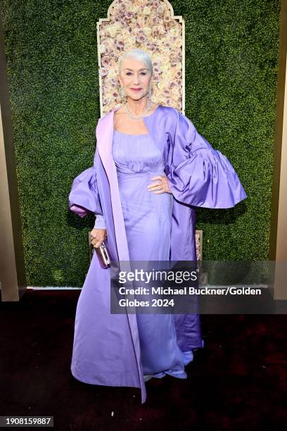 Helen Mirren at the 81st Golden Globe Awards held at the Beverly Hilton Hotel on January 7, 2024 in Beverly Hills, California.
