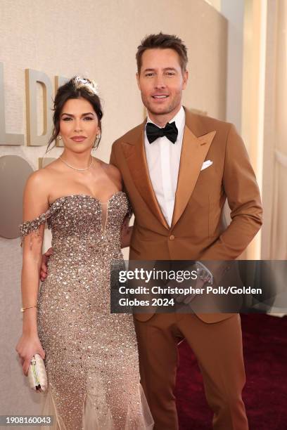 Sofia Pernas and Justin Hartley at the 81st Golden Globe Awards held at the Beverly Hilton Hotel on January 7, 2024 in Beverly Hills, California.