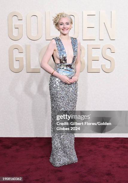 Julia Garner at the 81st Golden Globe Awards held at the Beverly Hilton Hotel on January 7, 2024 in Beverly Hills, California.