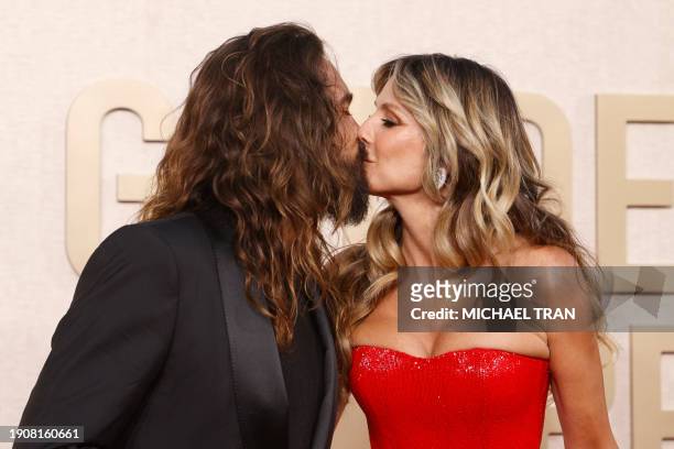 German-US model Heidi Klum and husband Tom Kaulitz arrive for the 81st annual Golden Globe Awards at The Beverly Hilton hotel in Beverly Hills,...