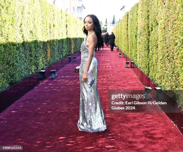 Skai Jackson at the 81st Golden Globe Awards held at the Beverly Hilton Hotel on January 7, 2024 in Beverly Hills, California.