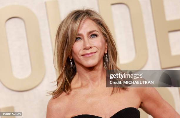 Actress Jennifer Aniston arrives for the 81st annual Golden Globe Awards at The Beverly Hilton hotel in Beverly Hills, California, on January 7, 2024.