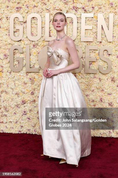 Elle Fanning at the 81st Golden Globe Awards held at the Beverly Hilton Hotel on January 7, 2024 in Beverly Hills, California.