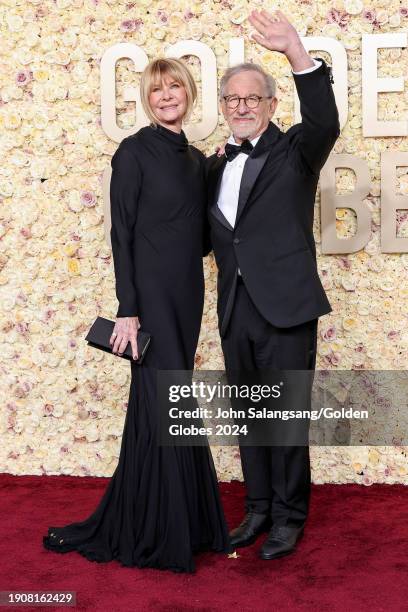 Kate Capshaw and Steven Spielberg at the 81st Golden Globe Awards held at the Beverly Hilton Hotel on January 7, 2024 in Beverly Hills, California.
