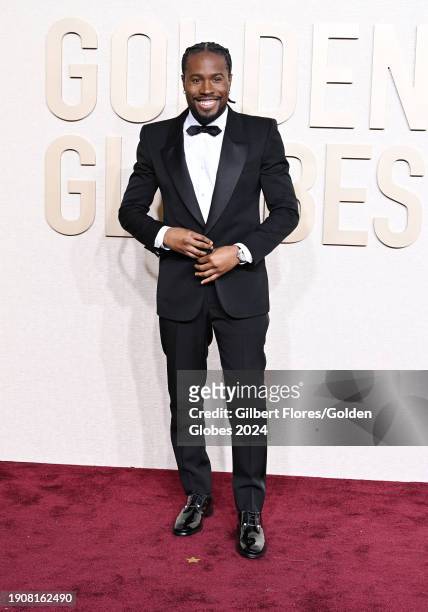 Shameik Moore at the 81st Golden Globe Awards held at the Beverly Hilton Hotel on January 7, 2024 in Beverly Hills, California.