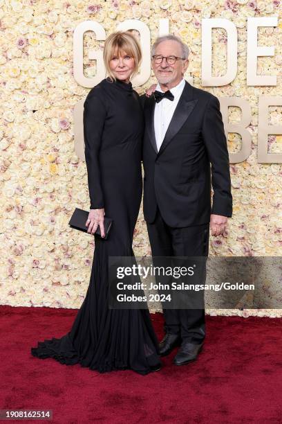 Kate Capshaw and Steven Spielberg at the 81st Golden Globe Awards held at the Beverly Hilton Hotel on January 7, 2024 in Beverly Hills, California.