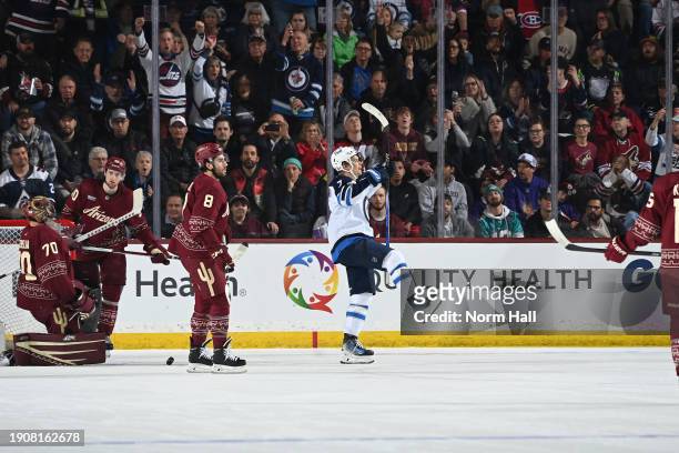 Vladislav Namestnikov of the Winnipeg Jets celebrates after scoring a goal during the first period of the game against the Arizona Coyotes at Mullett...