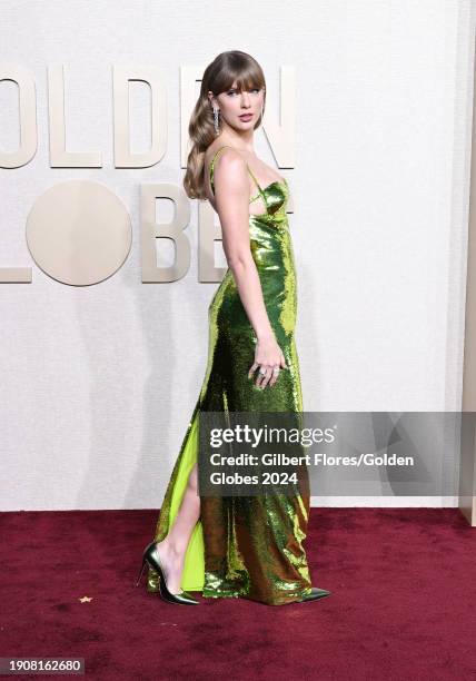 Taylor Swift at the 81st Golden Globe Awards held at the Beverly Hilton Hotel on January 7, 2024 in Beverly Hills, California.