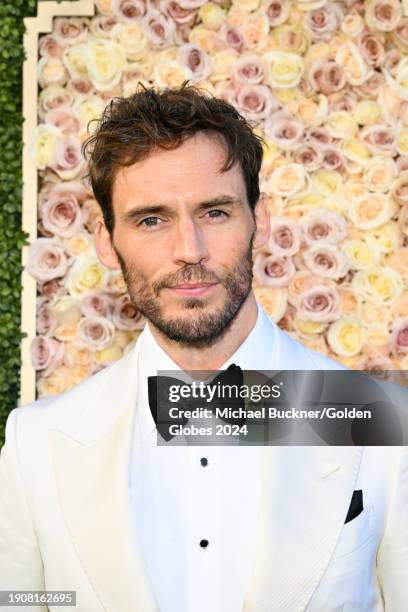 Sam Claflin at the 81st Golden Globe Awards held at the Beverly Hilton Hotel on January 7, 2024 in Beverly Hills, California.