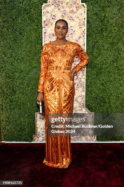 Issa Rae at the 81st Golden Globe Awards held at the Beverly Hilton Hotel on January 7, 2024 in Beverly Hills, California.