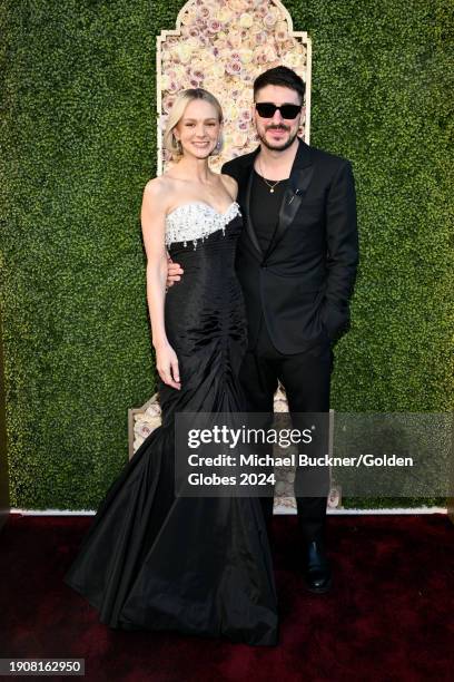 Carey Mulligan and Marcus Mumford at the 81st Golden Globe Awards held at the Beverly Hilton Hotel on January 7, 2024 in Beverly Hills, California.