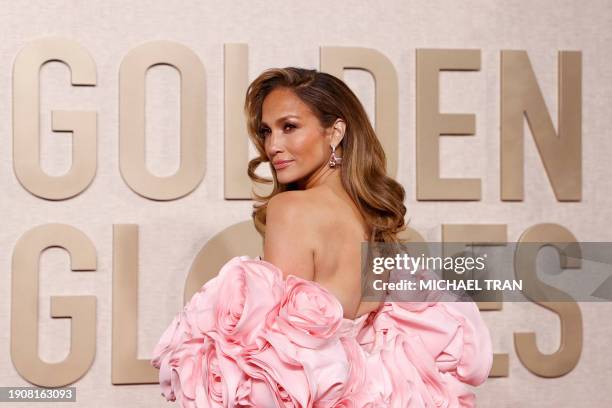 Singer and actress Jennifer Lopez arrives for the 81st annual Golden Globe Awards at The Beverly Hilton hotel in Beverly Hills, California, on...