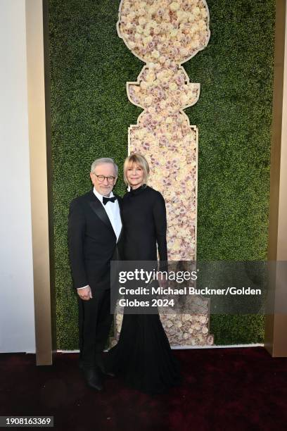 Steven Spielberg.and Kate Capshaw at the 81st Golden Globe Awards held at the Beverly Hilton Hotel on January 7, 2024 in Beverly Hills, California.