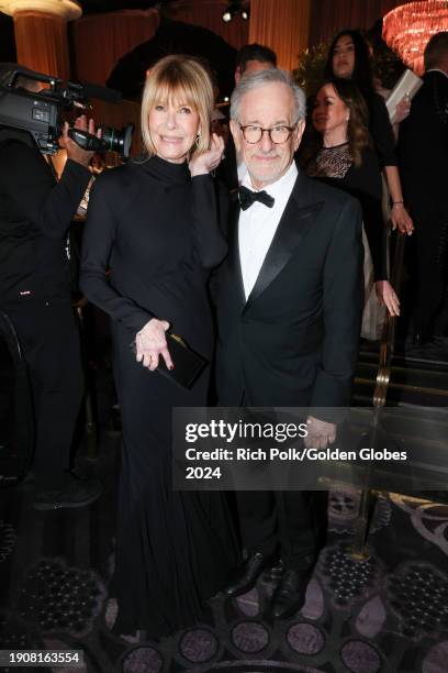 Kate Capshaw and Steven Spielberg at the 81st Golden Globe Awards held at the Beverly Hilton Hotel on January 7, 2024 in Beverly Hills, California.