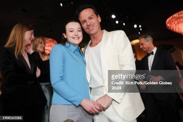 Bella Ramsey and Andrew Scott at the 81st Golden Globe Awards held at the Beverly Hilton Hotel on January 7, 2024 in Beverly Hills, California.