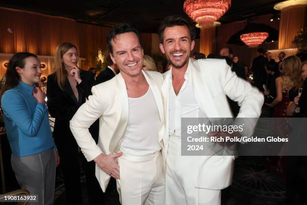 Andrew Scott and Jonathan Bailey at the 81st Golden Globe Awards held at the Beverly Hilton Hotel on January 7, 2024 in Beverly Hills, California.