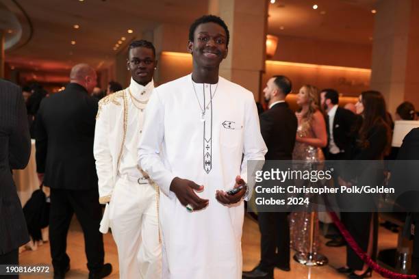 Moustapha Fall and Seydou Sarr at the 81st Golden Globe Awards held at the Beverly Hilton Hotel on January 7, 2024 in Beverly Hills, California.
