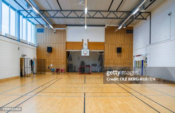 The gymnasium is pictured in the Ringerike prison on December 14, 2023 in Tyristrand, North-West of Oslo, Norway, where Anders Behring Breivik serves...