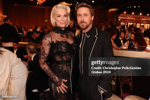 Hannah Waddingham and Ryan Gosling at the 81st Golden Globe Awards held at the Beverly Hilton Hotel on January 7, 2024 in Beverly Hills, California.
