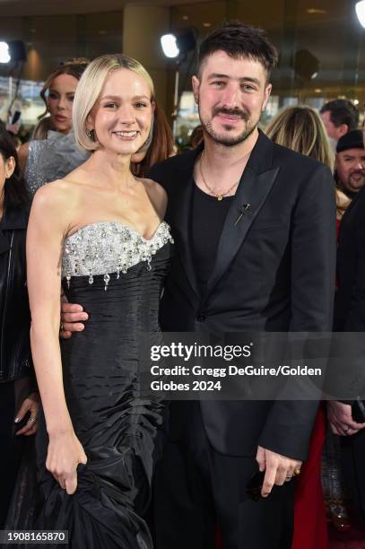 Carey Mulligan and Marcus Mumford at the 81st Golden Globe Awards held at the Beverly Hilton Hotel on January 7, 2024 in Beverly Hills, California.