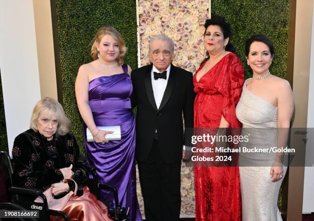 Helen Morris, Francesca Scorsese, Martin Scorsese, Cathy Scorsese and Domenica Cameron-Scorsese at the 81st Golden Globe Awards held at the Beverly...