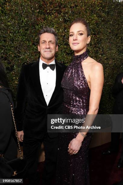 Jon Hamm and Anna Osceola at the 81st Golden Globe Awards held at the Beverly Hilton in Beverly Hills, California on Sunday, January 7, 2024.