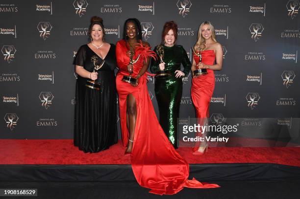 Erin Tomasello, Jazzy Collins, Moira Paris and Holly Osifat at the 75th Creative Arts Emmy Awards held at the Peacock Theater at L.A. Live on January...