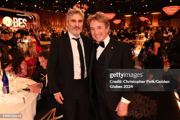 Joaquin Phoenix and Martin Short at the 81st Golden Globe Awards held at the Beverly Hilton Hotel on January 7, 2024 in Beverly Hills, California.