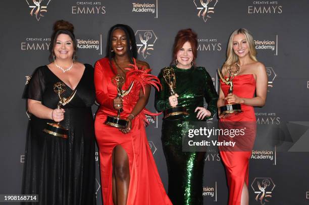 Erin Tomasello, Jazzy Collins, Moira Paris and Holly Osifat at the 75th Creative Arts Emmy Awards held at the Peacock Theater at L.A. Live on January...