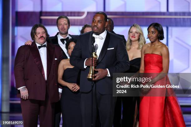 Matty Matheson, Ebon Moss-Bachrach, Liza Colón-Zayas, Lionel Boyce, Edwin Lee Gibson, Abby Elliott and Ayo Edebiri accept the award for Best...