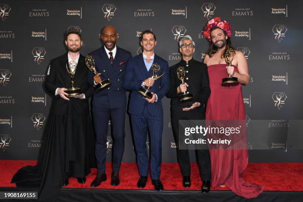 Bobby Berk, Karamo Brown, Antoni Porowski, Tan France and Jonathan Van Ness at the 75th Creative Arts Emmy Awards held at the Peacock Theater at L.A....