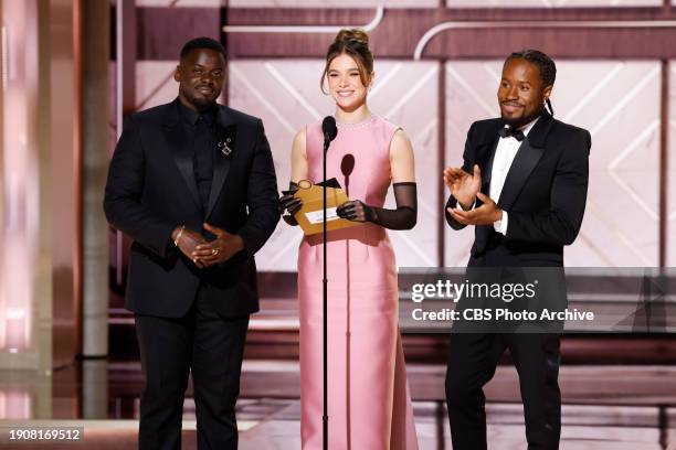 Daniel Kaluuya, Hailee Steinfeld and Shameik Moore at the 81st Golden Globe Awards held at the Beverly Hilton in Beverly Hills, California on Sunday,...