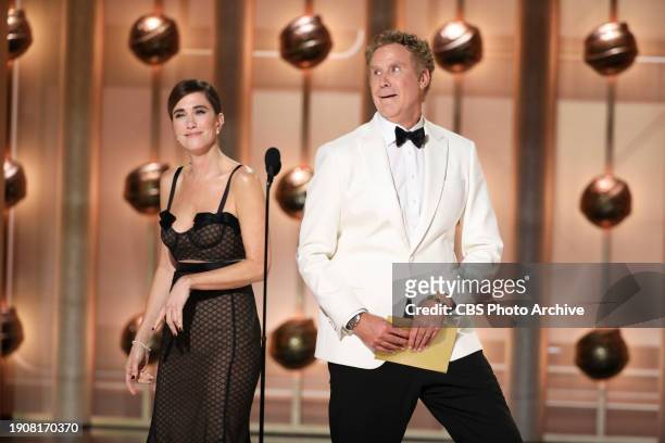 Kristen Wiig and Will Ferrell at the 81st Golden Globe Awards held at the Beverly Hilton in Beverly Hills, California on Sunday, January 7, 2024.