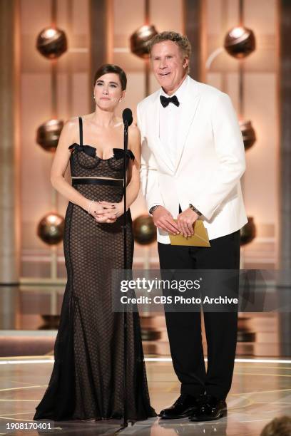 Kristen Wiig and Will Ferrell at the 81st Golden Globe Awards held at the Beverly Hilton in Beverly Hills, California on Sunday, January 7, 2024.