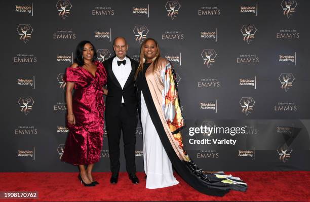 Dionne Harmon, Jesse Collins and Tanisha Whitfield at the 75th Creative Arts Emmy Awards held at the Peacock Theater at L.A. Live on January 7, 2023...