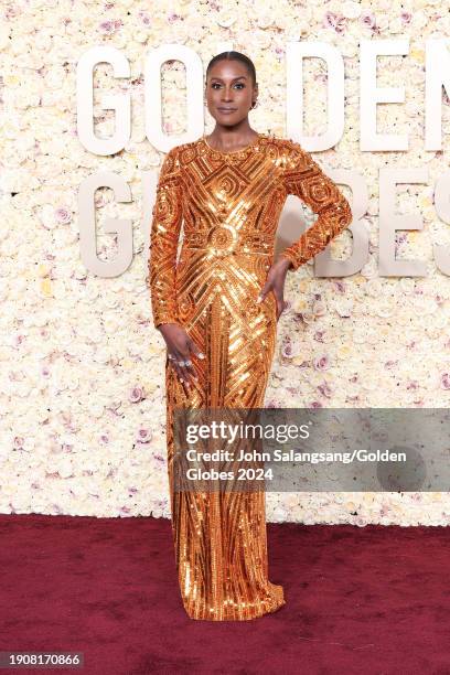 Issa Rae at the 81st Golden Globe Awards held at the Beverly Hilton Hotel on January 7, 2024 in Beverly Hills, California.