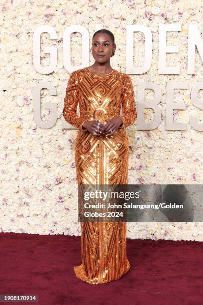 Issa Rae at the 81st Golden Globe Awards held at the Beverly Hilton Hotel on January 7, 2024 in Beverly Hills, California.