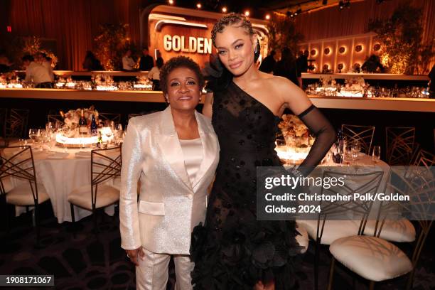 Wanda Sykes and Andra Day at the 81st Golden Globe Awards held at the Beverly Hilton Hotel on January 7, 2024 in Beverly Hills, California.