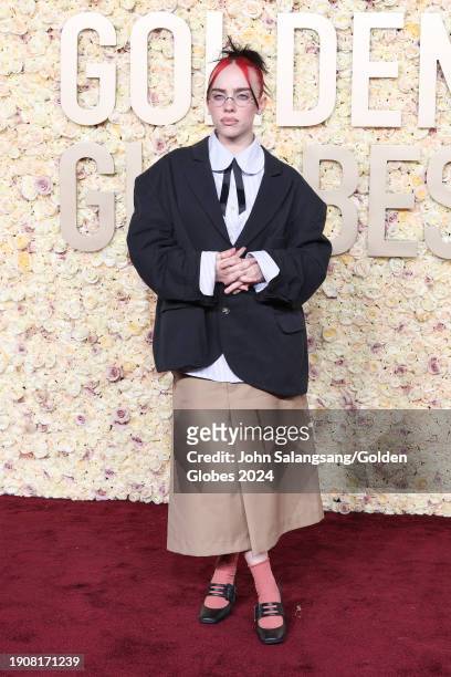 Billie Eilish at the 81st Golden Globe Awards held at the Beverly Hilton Hotel on January 7, 2024 in Beverly Hills, California.