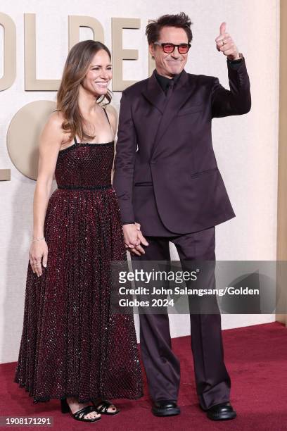 Susan Downey and Robert Downey Jr. At the 81st Golden Globe Awards held at the Beverly Hilton Hotel on January 7, 2024 in Beverly Hills, California.