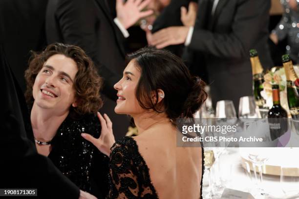 Timothee Chalamet and Kylie Jenner at the 81st Annual Golden Globe Awards, airing live from the Beverly Hilton in Beverly Hills, California on...