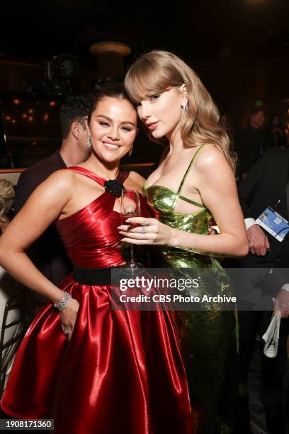 Selena Gomez and Taylor Swift at the 81st Annual Golden Globe Awards, airing live from the Beverly Hilton in Beverly Hills, California on Sunday,...