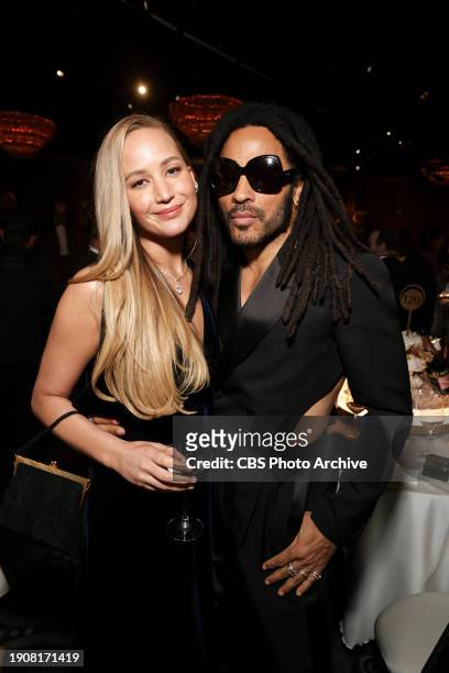 Jennifer Lawrence and Lenny Kravitz at the 81st Annual Golden Globe Awards, airing live from the Beverly Hilton in Beverly Hills, California on...