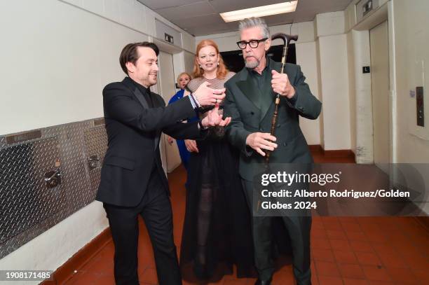 Kieran Culkin, Sarah Snook and Alan Ruck at the 81st Golden Globe Awards held at the Beverly Hilton Hotel on January 7, 2024 in Beverly Hills,...